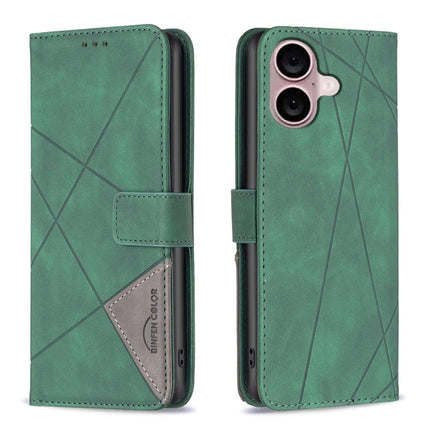 Magnetic Buckle Rhombus Texture Leather Phone Case, For iPhone 16 Pro Max, For iPhone 16 Pro, For iPhone 16 Plus, For iPhone 16