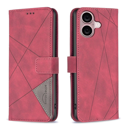 Magnetic Buckle Rhombus Texture Leather Phone Case, For iPhone 16 Pro Max, For iPhone 16 Pro, For iPhone 16 Plus, For iPhone 16
