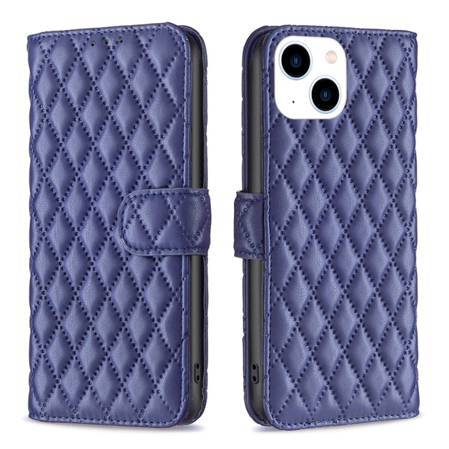 Diamond Lattice Wallet Flip Leather Phone Case, For iPhone 15