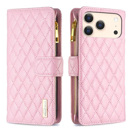 Diamond Lattice Zipper Wallet Leather Flip Phone Case, For iPhone 18 Pro/17 Pro, For iPhone 18 Pro Max/17 Pro Max, For iPhone 17, For iPhone 17 Air