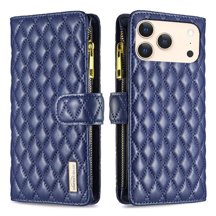Diamond Lattice Zipper Wallet Leather Flip Phone Case, For iPhone 18 Pro/17 Pro, For iPhone 18 Pro Max/17 Pro Max, For iPhone 17, For iPhone 17 Air