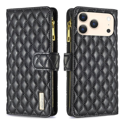Diamond Lattice Zipper Wallet Leather Flip Phone Case, For iPhone 18 Pro/17 Pro, For iPhone 18 Pro Max/17 Pro Max, For iPhone 17, For iPhone 17 Air