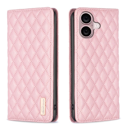 Diamond Lattice Magnetic Leather Flip Phone Case, For iPhone 16 Pro Max, For iPhone 16 Pro, For iPhone 16 Plus, For iPhone 16