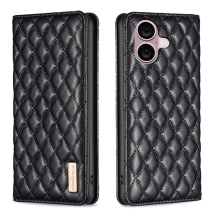 Diamond Lattice Magnetic Leather Flip Phone Case, For iPhone 16 Pro Max, For iPhone 16 Pro, For iPhone 16 Plus, For iPhone 16