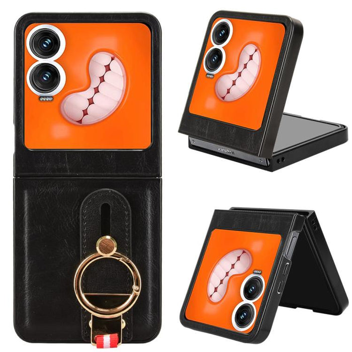 Wristband Leather Back Phone Case, For Tecno Phantom V Flip2, For Tecno Phantom V Fold2, For Tecno Phantom V Fold