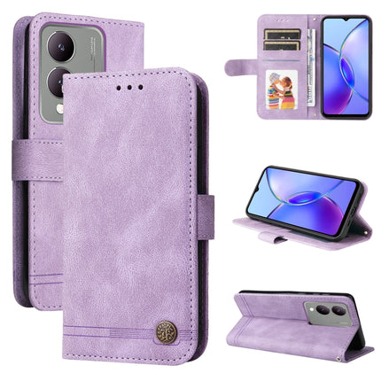 Skin Feel Life Tree Metal Button Leather Phone Case, For vivo Y03 4G, For vivo Y200 / V29e Global, For vivo Y17s, For vivo Y36 4G / 5G Foreign