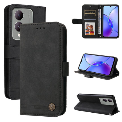 Skin Feel Life Tree Metal Button Leather Phone Case, For vivo Y03 4G, For vivo Y200 / V29e Global, For vivo Y17s, For vivo Y36 4G / 5G Foreign