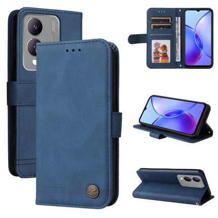 Skin Feel Life Tree Metal Button Leather Phone Case, For vivo Y03 4G, For vivo Y200 / V29e Global, For vivo Y17s, For vivo Y36 4G / 5G Foreign