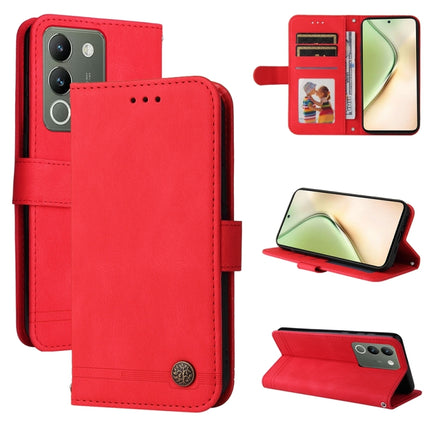 Skin Feel Life Tree Metal Button Leather Phone Case, For vivo Y03 4G, For vivo Y200 / V29e Global, For vivo Y17s, For vivo Y36 4G / 5G Foreign