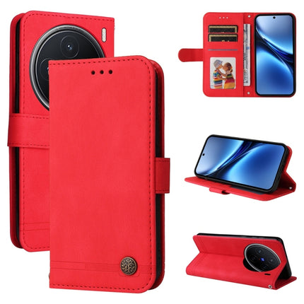 Skin Feel Life Tree Metal Button Leather Phone Case, For vivo X200, For vivo X200 Pro mini, For vivo X200 Pro, For vivo V40 Lite 4G / 5G IDN
