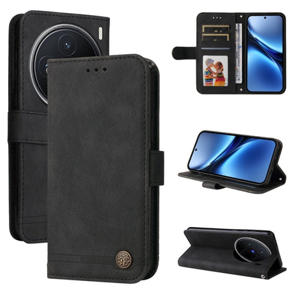 Skin Feel Life Tree Metal Button Leather Phone Case, For vivo X200, For vivo X200 Pro mini, For vivo X200 Pro, For vivo V40 Lite 4G / 5G IDN