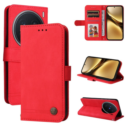 Skin Feel Life Tree Metal Button Leather Phone Case, For vivo X200, For vivo X200 Pro mini, For vivo X200 Pro, For vivo V40 Lite 4G / 5G IDN