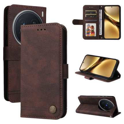 Skin Feel Life Tree Metal Button Leather Phone Case, For vivo X200, For vivo X200 Pro mini, For vivo X200 Pro, For vivo V40 Lite 4G / 5G IDN
