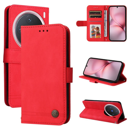 Skin Feel Life Tree Metal Button Leather Phone Case, For vivo X200, For vivo X200 Pro mini, For vivo X200 Pro, For vivo V40 Lite 4G / 5G IDN
