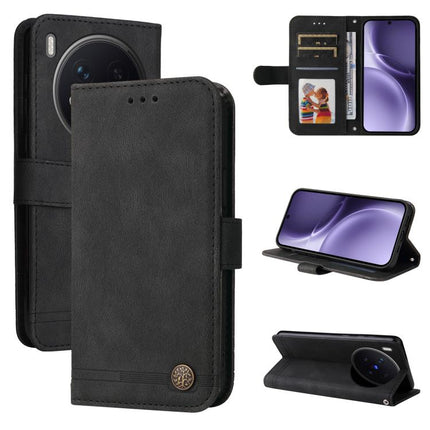 Skin Feel Life Tree Metal Button Leather Phone Case, For vivo Y500 Pro 5G, For vivo X300 Pro, For vivo X300, For vivo V60 Lite 4G / 5G