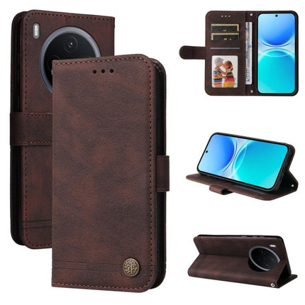 Skin Feel Life Tree Metal Button Leather Phone Case, For vivo Y500 Pro 5G, For vivo X300 Pro, For vivo X300, For vivo V60 Lite 4G / 5G