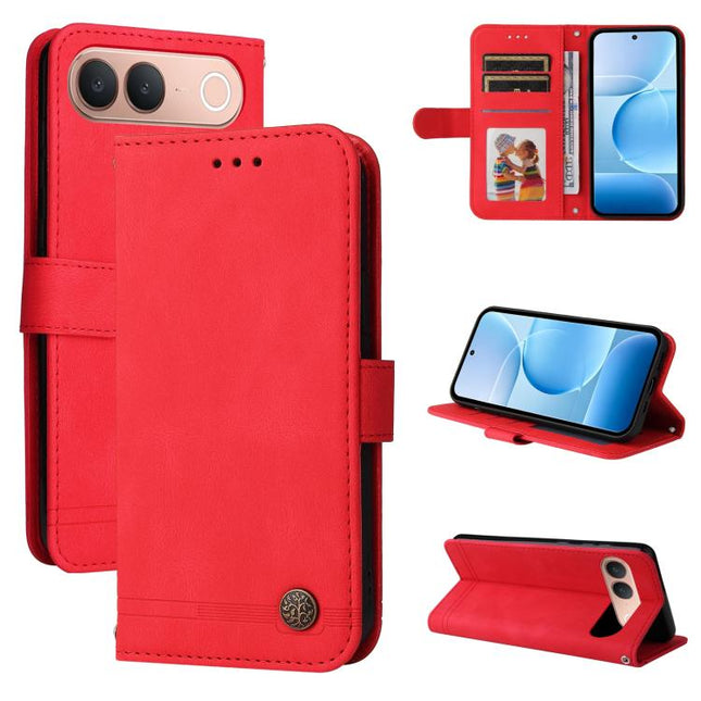 Skin Feel Life Tree Metal Button Leather Phone Case, For vivo S2 5G / V80 Lite IN/PK, For vivo X300 E 5G, For vivo Y500 4G / iQOO Z11 5G / T5 Pro 5G, For vivo Y600 Pro 5G