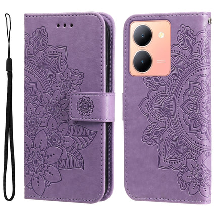 Seven-petal Flowers Embossing Leather Phone Case, For vivo Y78 5G Foreign