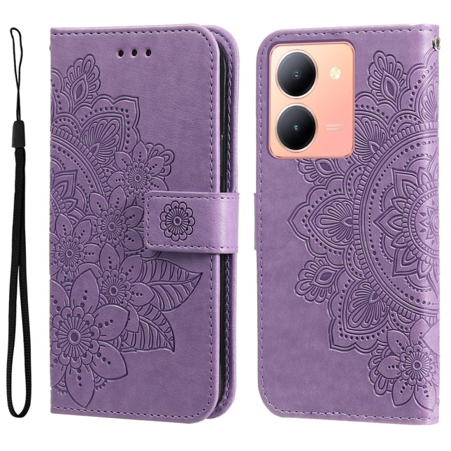 Seven-petal Flowers Embossing Leather Phone Case, For vivo Y78 5G Foreign