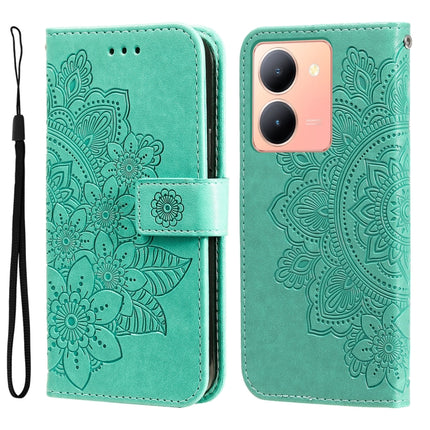 Seven-petal Flowers Embossing Leather Phone Case, For vivo Y78 5G Foreign
