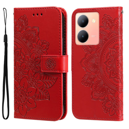 Seven-petal Flowers Embossing Leather Phone Case, For vivo Y78 5G Foreign