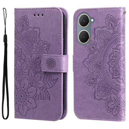 Seven-petal Flowers Embossing Leather Phone Case, For vivo Y03 4G, For vivo Y200 / V29e Global, For vivo Y17s, For vivo Y36 4G / 5G Foreign