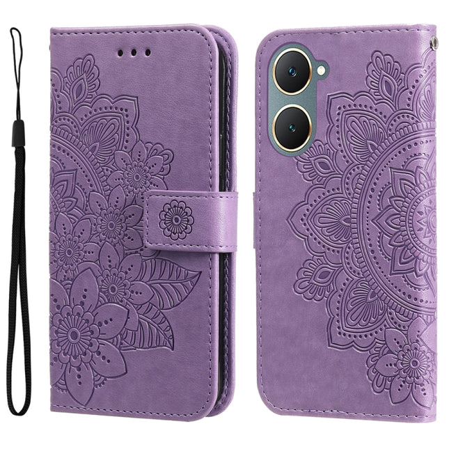 Seven-petal Flowers Embossing Leather Phone Case, For vivo Y03 4G, For vivo Y200 / V29e Global, For vivo Y17s, For vivo Y36 4G / 5G Foreign