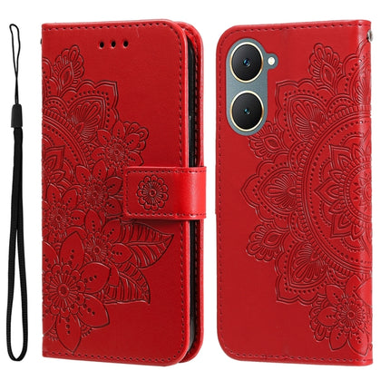 Seven-petal Flowers Embossing Leather Phone Case, For vivo Y03 4G, For vivo Y200 / V29e Global, For vivo Y17s, For vivo Y36 4G / 5G Foreign