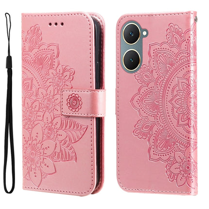 Seven-petal Flowers Embossing Leather Phone Case, For vivo Y03 4G, For vivo Y200 / V29e Global, For vivo Y17s, For vivo Y36 4G / 5G Foreign