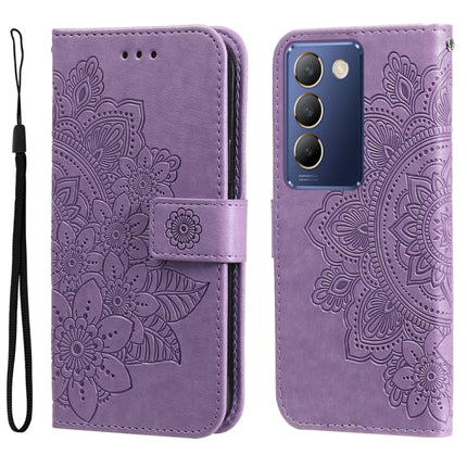 Seven-petal Flowers Embossing Leather Phone Case, For vivo Y300 Pro, For vivo Y28 4G Global, For vivo Y38 5G / T3x 5G Global, For vivo Y100 IDN / Y200e 5G Global