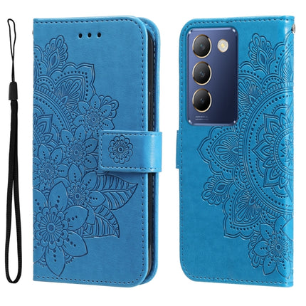 Seven-petal Flowers Embossing Leather Phone Case, For vivo Y300 Pro, For vivo Y28 4G Global, For vivo Y38 5G / T3x 5G Global, For vivo Y100 IDN / Y200e 5G Global
