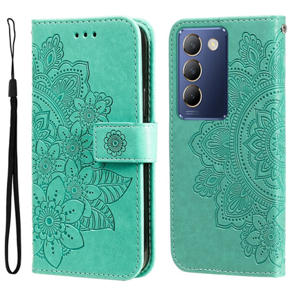 Seven-petal Flowers Embossing Leather Phone Case, For vivo Y300 Pro, For vivo Y28 4G Global, For vivo Y38 5G / T3x 5G Global, For vivo Y100 IDN / Y200e 5G Global