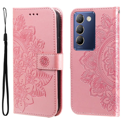 Seven-petal Flowers Embossing Leather Phone Case, For vivo Y300 Pro, For vivo Y28 4G Global, For vivo Y38 5G / T3x 5G Global, For vivo Y100 IDN / Y200e 5G Global