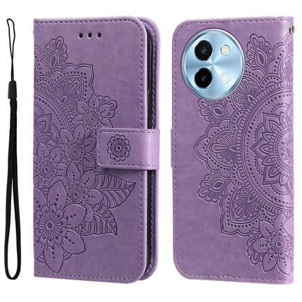 Seven-petal Flowers Embossing Leather Phone Case, For vivo Y300 Pro, For vivo Y28 4G Global, For vivo Y38 5G / T3x 5G Global, For vivo Y100 IDN / Y200e 5G Global