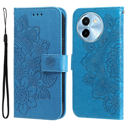 Seven-petal Flowers Embossing Leather Phone Case, For vivo Y300 Pro, For vivo Y28 4G Global, For vivo Y38 5G / T3x 5G Global, For vivo Y100 IDN / Y200e 5G Global