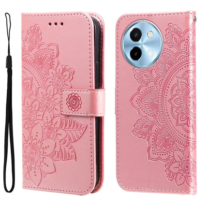 Seven-petal Flowers Embossing Leather Phone Case, For vivo Y300 Pro, For vivo Y28 4G Global, For vivo Y38 5G / T3x 5G Global, For vivo Y100 IDN / Y200e 5G Global