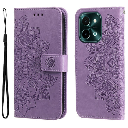 Seven-petal Flowers Embossing Leather Phone Case, For vivo Y300 Pro, For vivo Y28 4G Global, For vivo Y38 5G / T3x 5G Global, For vivo Y100 IDN / Y200e 5G Global