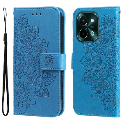 Seven-petal Flowers Embossing Leather Phone Case, For vivo Y300 Pro, For vivo Y28 4G Global, For vivo Y38 5G / T3x 5G Global, For vivo Y100 IDN / Y200e 5G Global
