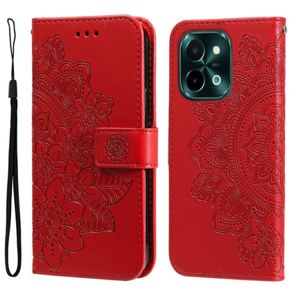 Seven-petal Flowers Embossing Leather Phone Case, For vivo Y300 Pro, For vivo Y28 4G Global, For vivo Y38 5G / T3x 5G Global, For vivo Y100 IDN / Y200e 5G Global