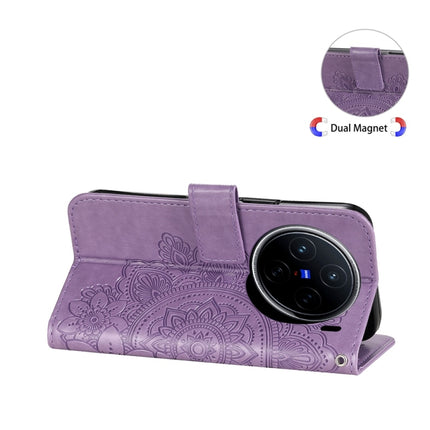 Seven-petal Flowers Embossing Leather Phone Case, For vivo X200, For vivo X200 Pro mini, For vivo X200 Pro, For vivo V40 Lite 4G / 5G IDN