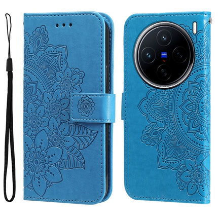 Seven-petal Flowers Embossing Leather Phone Case, For vivo X200, For vivo X200 Pro mini, For vivo X200 Pro, For vivo V40 Lite 4G / 5G IDN