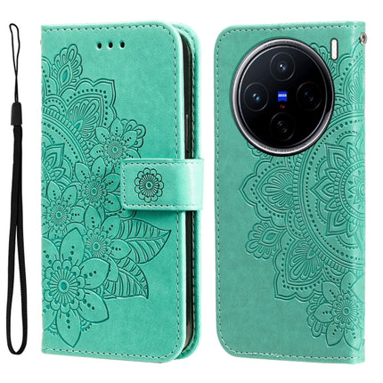 Seven-petal Flowers Embossing Leather Phone Case, For vivo X200, For vivo X200 Pro mini, For vivo X200 Pro, For vivo V40 Lite 4G / 5G IDN