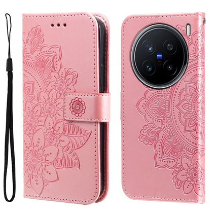 Seven-petal Flowers Embossing Leather Phone Case, For vivo X200, For vivo X200 Pro mini, For vivo X200 Pro, For vivo V40 Lite 4G / 5G IDN