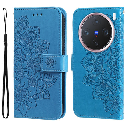 Seven-petal Flowers Embossing Leather Phone Case, For vivo X200, For vivo X200 Pro mini, For vivo X200 Pro, For vivo V40 Lite 4G / 5G IDN