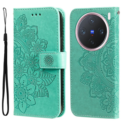 Seven-petal Flowers Embossing Leather Phone Case, For vivo X200, For vivo X200 Pro mini, For vivo X200 Pro, For vivo V40 Lite 4G / 5G IDN