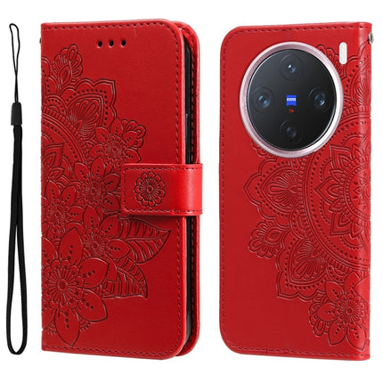 Seven-petal Flowers Embossing Leather Phone Case, For vivo X200, For vivo X200 Pro mini, For vivo X200 Pro, For vivo V40 Lite 4G / 5G IDN