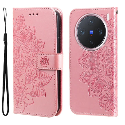 Seven-petal Flowers Embossing Leather Phone Case, For vivo X200, For vivo X200 Pro mini, For vivo X200 Pro, For vivo V40 Lite 4G / 5G IDN