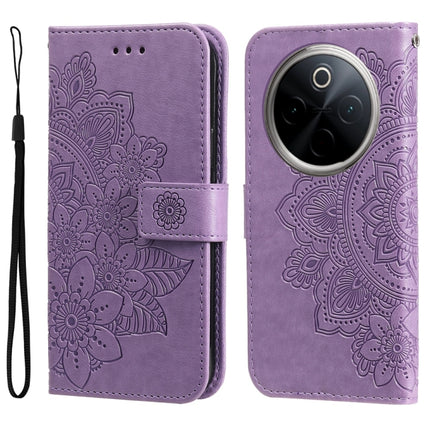 Seven-petal Flowers Embossing Leather Phone Case, For vivo Y300 Pro, For vivo Y28 4G Global, For vivo Y38 5G / T3x 5G Global, For vivo Y100 IDN / Y200e 5G Global