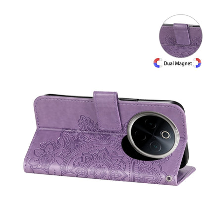 Seven-petal Flowers Embossing Leather Phone Case, For vivo Y300 Pro, For vivo Y28 4G Global, For vivo Y38 5G / T3x 5G Global, For vivo Y100 IDN / Y200e 5G Global