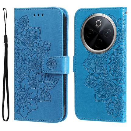 Seven-petal Flowers Embossing Leather Phone Case, For vivo Y300 Pro, For vivo Y28 4G Global, For vivo Y38 5G / T3x 5G Global, For vivo Y100 IDN / Y200e 5G Global